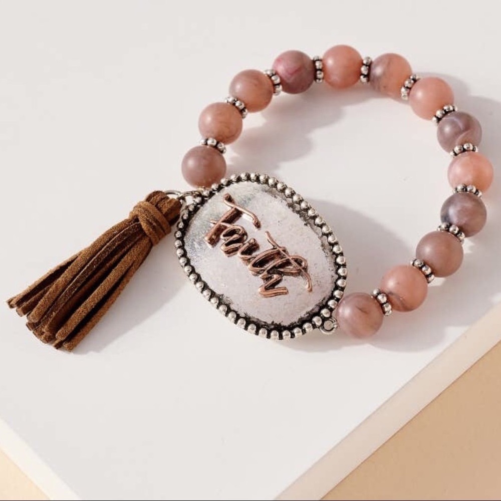 Distressed Faith Stretch Bracelet